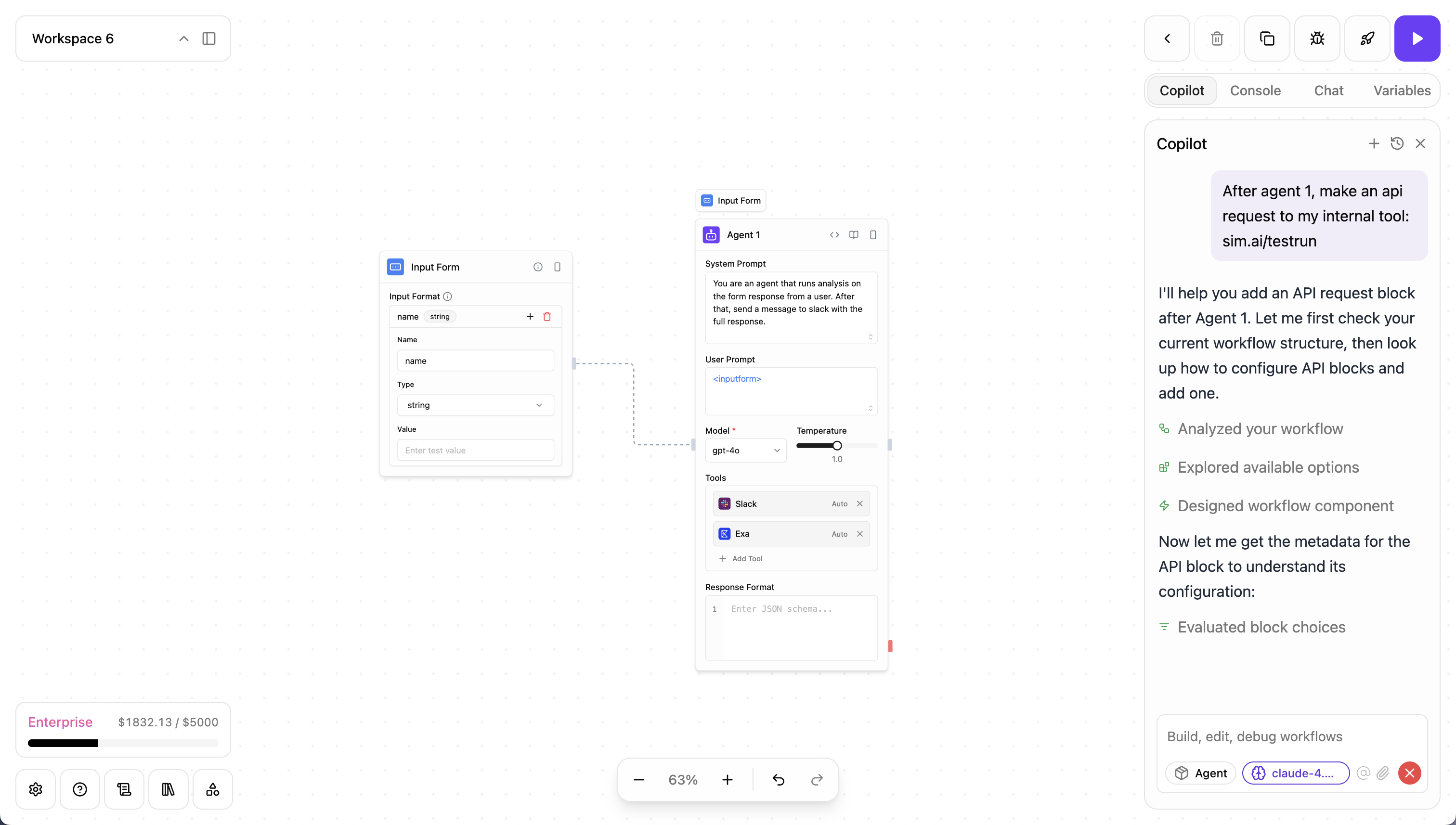 Quickesta Flow AI Copilot assisting with workflow development
